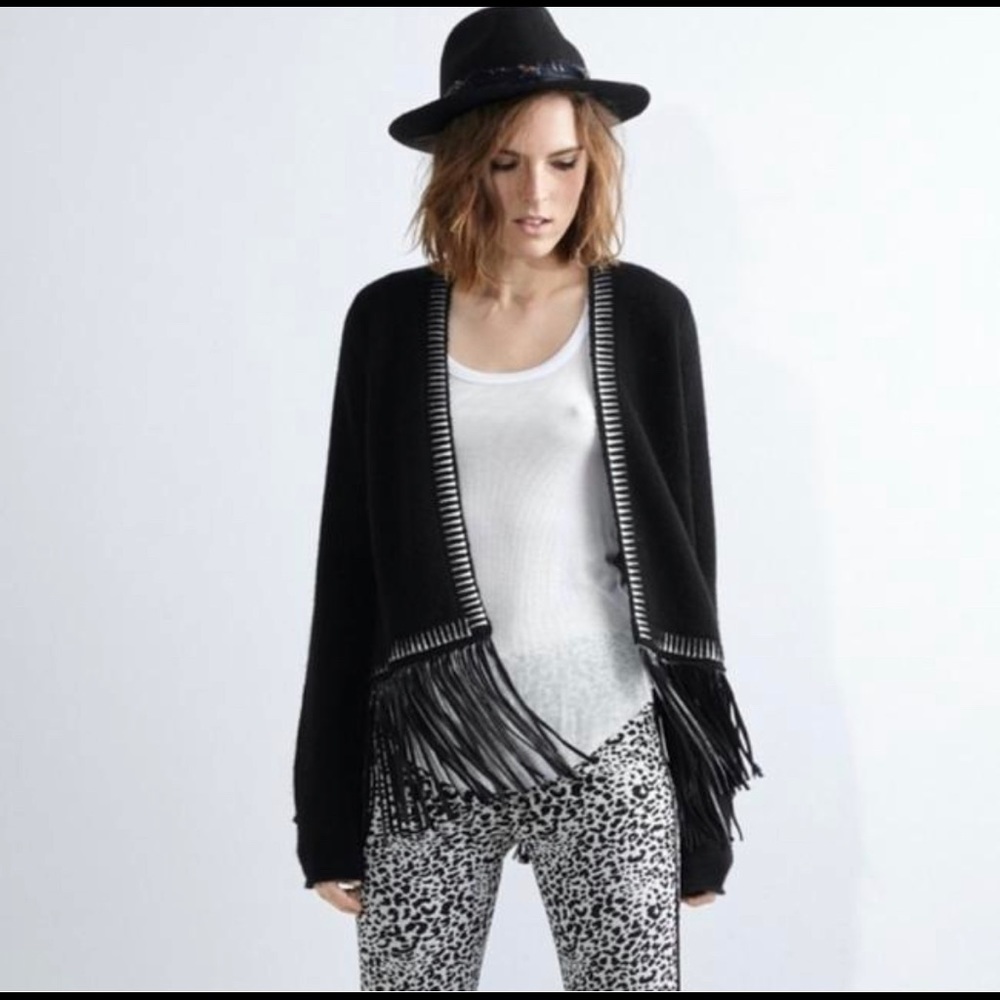 Zadig & Voltaire Marla Cashmere Leather Fringe